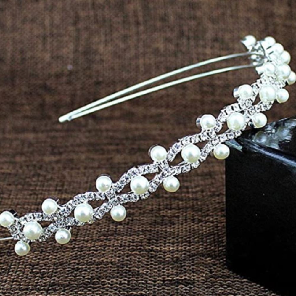 Wedding Rhinestone Pearl Headband Tiara NWT